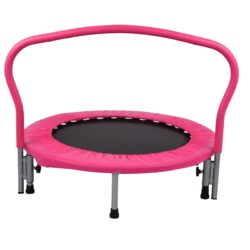 ADVWIN 36″ Kids Trampoline with Handle Mini Fitness Trampoline Exercise Rebounder for Kids Indoor Outdoor Pink