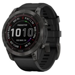 Garmin Fenix 7 GPS Smart Sport Watch (Sapphire Solar/Carbon Gray/DLC Titanium/Black Band)