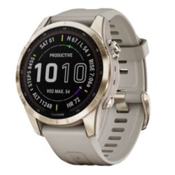 Garmin Fenix 7S GPS Smart Sport Watch (Sapphire Solar/Cream Gold/Titanium/Light Sand Band)