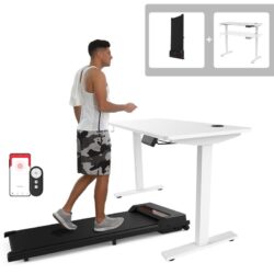 Walking Pad Treadmill Adjustable Height Electric Standing Desk set,Foldable Walking Machine Under Desk Electric Home Office Gym Exercise Fitness